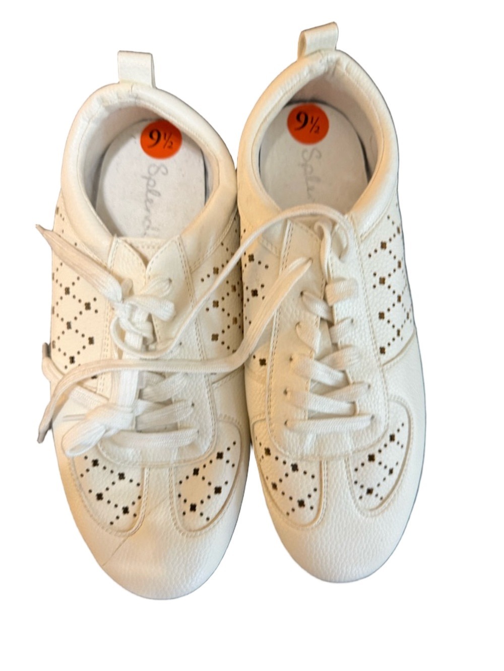 Splendid Julian Laser Cut Sneakers White Sand 9.5 Low Top Perforated NWOT